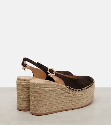 Espadrille-Wedges aus Veloursleder | Gianvito Rossi