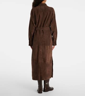 Vestido camisero de ante con cuentas Monili | Brunello Cucinelli