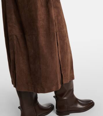 Vestido camisero de ante con cuentas Monili | Brunello Cucinelli