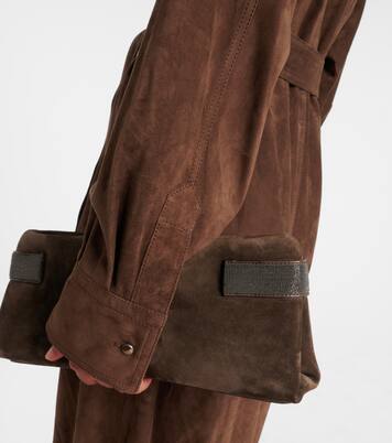 Vestido camisero de ante con cuentas Monili | Brunello Cucinelli