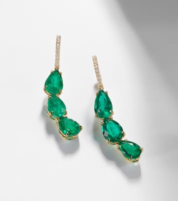 Boucles d'oreilles Anya en or 18 ct, diamants et émeraudes | Anita Ko