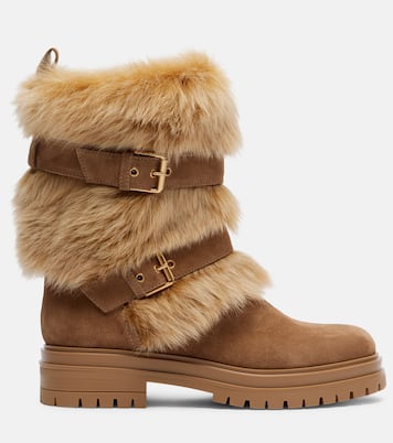 Bottes Maverick en daim et shearling | Gianvito Rossi