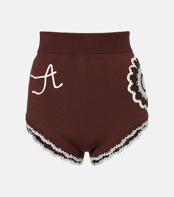 Crochet high-rise wool-blend micro shorts | Alémais