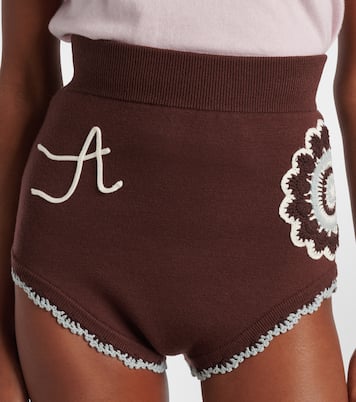 Crochet high-rise wool-blend micro shorts | Alémais