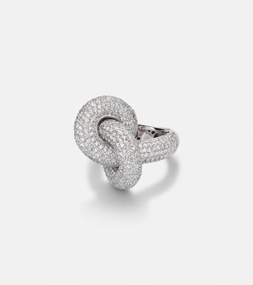 Legacy Knot Big 18kt white gold ring with diamonds | Engelbert