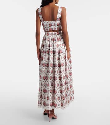 Floral lace-trimmed cotton maxi skirt | Dolce&Gabbana