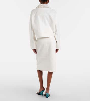 Embellished cotton drill midi skirt | Plan C