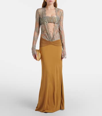 Sèpienne lace and suede gown | Christopher Esber
