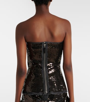 Sequined denim bustier top | Rick Owens