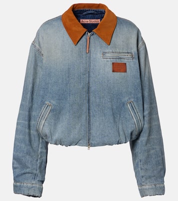 Okra suede-trimmed denim blouson jacket | Acne Studios