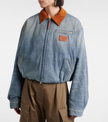 Okra suede-trimmed denim blouson jacket | Acne Studios