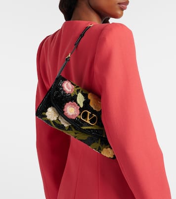 Borsa a spalla DeVain con ricamo e perline | Valentino Garavani