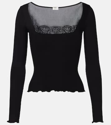 Lace-trimmed silk top | Saint Laurent