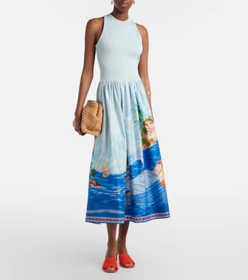 Printed cotton midi dress | Alémais