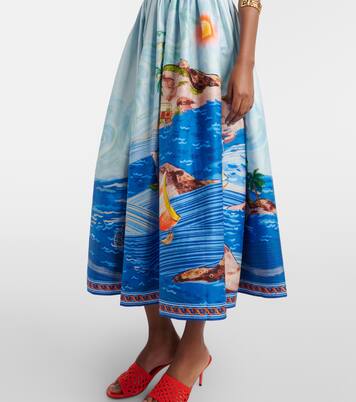 Printed cotton midi dress | Alémais