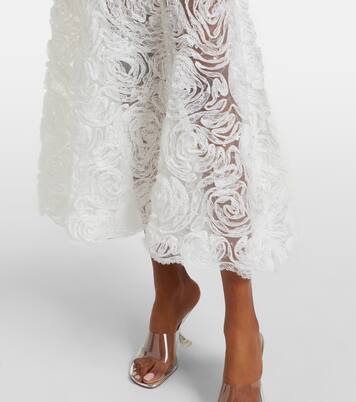 Embellished lace-trimmed tulle midi dress | Self-Portrait