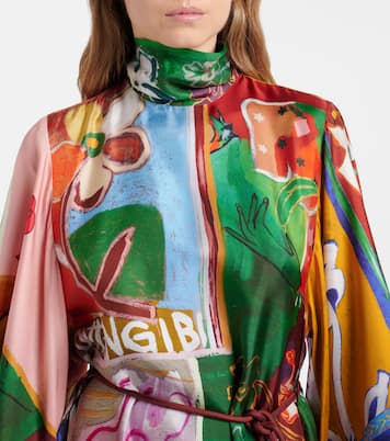 x MLAK Tangible Love printed silk maxi dress | Alémais