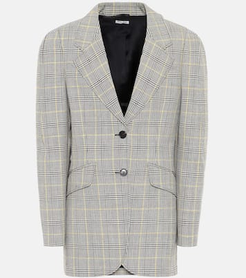 Blazer de sarga de lana de cuadros | Miu Miu