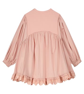 Robe en coton mélangé et dentelle | Fendi Kids