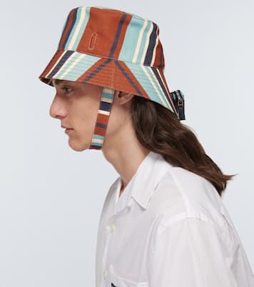 Chapeau bob rayé en coton | Prada