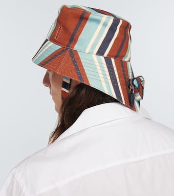 Chapeau bob rayé en coton | Prada