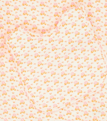 Baby Petersham cotton bodysuit and bib set | Caramel