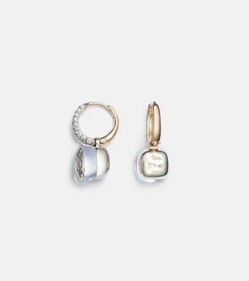 Nudo Classic 18kt rose and white gold earrings with topaz and diamonds | Pomellato