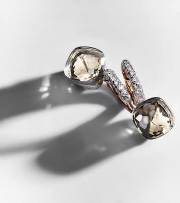 Nudo Classic 18kt rose and white gold earrings with topaz and diamonds | Pomellato