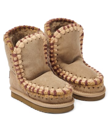 Crochet-trimmed suede boots | Mou Kids