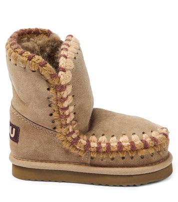 Crochet-trimmed suede boots | Mou Kids