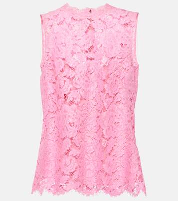 Floral crepe de chine lace top | Dolce&Gabbana