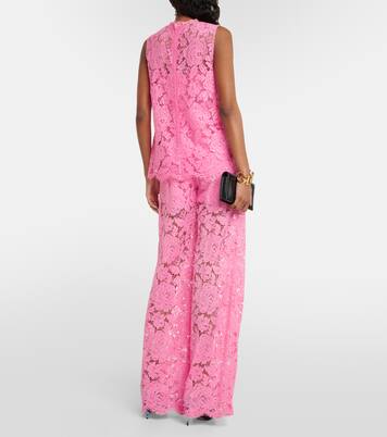 Floral crepe de chine lace top | Dolce&Gabbana