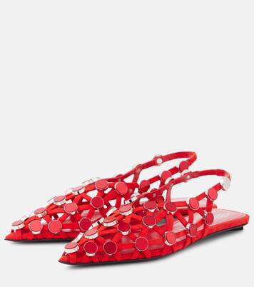 Grid studded suede slingback flats | The Attico