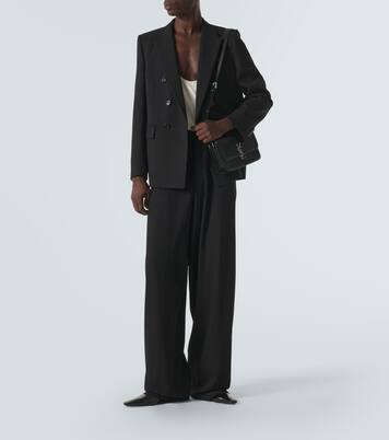 Blazer cruzado de gabardina de lana | Saint Laurent