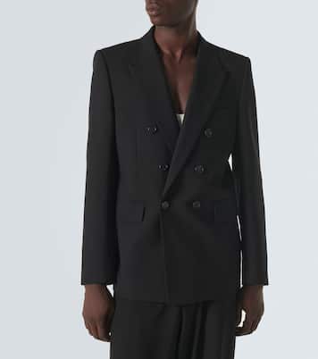 Blazer cruzado de gabardina de lana | Saint Laurent
