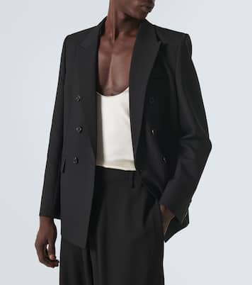 Blazer cruzado de gabardina de lana | Saint Laurent