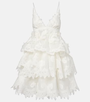 Crush tiered linen and silk minidress | Zimmermann