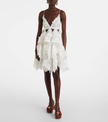 Crush tiered linen and silk minidress | Zimmermann