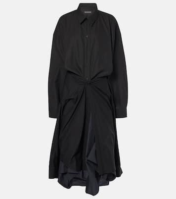 Gathered tie-front cotton shirt dress | Balenciaga