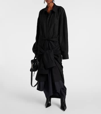 Gathered tie-front cotton shirt dress | Balenciaga