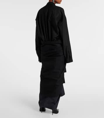 Gathered tie-front cotton shirt dress | Balenciaga