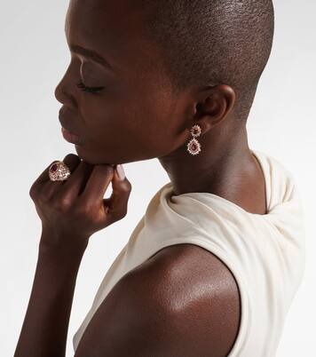 Doublet 18kt rose gold drop earrings with rubies and diamonds | Suzanne Kalan