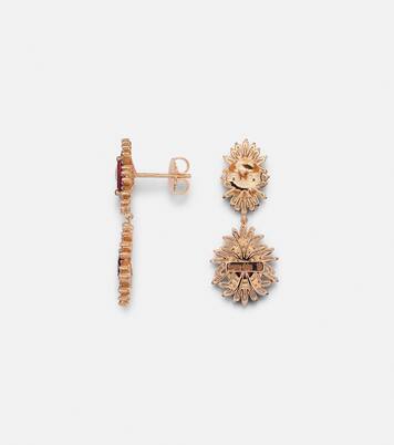 Doublet 18kt rose gold drop earrings with rubies and diamonds | Suzanne Kalan