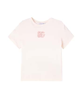 T-shirt DG in cotone con paillettes | Dolce&Gabbana Kids