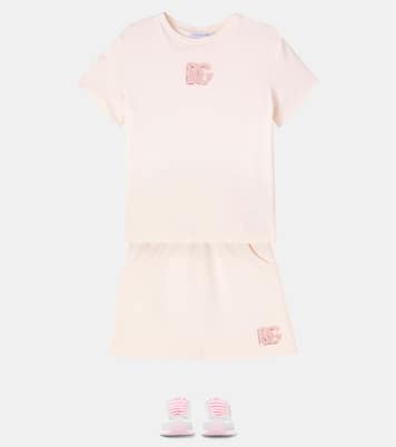 T-shirt DG in cotone con paillettes | Dolce&Gabbana Kids