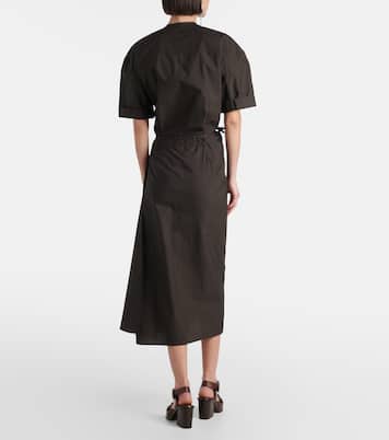 Vestido camisero de algodón y seda drapeado | Lemaire