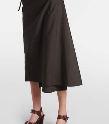 Vestido camisero de algodón y seda drapeado | Lemaire