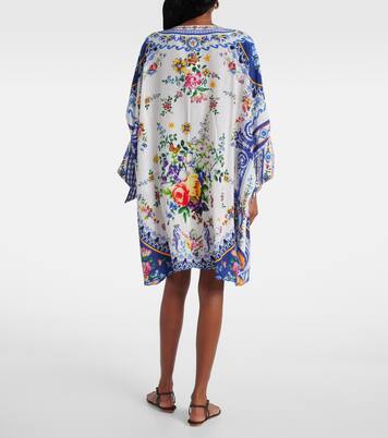 Cafetan imprimé en crêpe de soie à ornements | Camilla