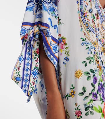 Cafetan imprimé en crêpe de soie à ornements | Camilla