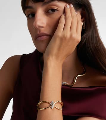 Golden Strada 18kt white and yellow gold bangle with diamonds | Yeprem